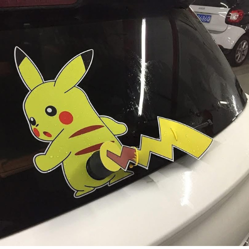 Pikachu Wiper Tail Car Sticker